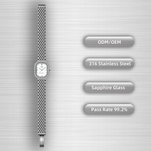 Montre élégante pour femme 9809 avec lunette diamantée, bracelet milanais en acier fin, disponible en 13 couleurs, idéale pour le quotidien et les cadeaux - Product Image 1