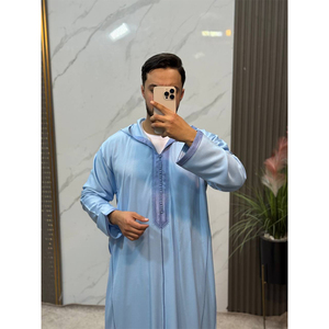 Luxurious Handmade Moroccan Djellaba For <b>Men</b> With Matching Trousers Traditional Islamic <b>Thobe</b> Casual Evening Outfit - Product Image 3
