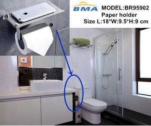 <strong>Wall</strong> <strong>Mount</strong> Tissue Mobile Cell Phone Storage Stainless Steel <strong>Roll</strong> <strong>Toilet</strong> Paper <strong>Holder</strong> with Shelf - Product Image 3