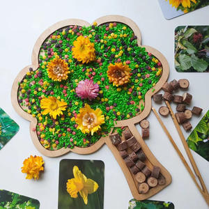 Монтессори, натуральный сенсорный весенний игровой лоток, настольные игрушки, детские цветочные деревянные сенсорные игрушки, обучающие игрушки - Product Image 2