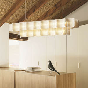 Lustre LED en acrylique réglable en hauteur, style Wabi-sabi, luxe français, pour salon, salle à manger, chambre à coucher - Élégant - Product Image 1