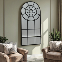 Miroir de table intérieur de la maison 91.44*3.18*76.2CM pliable en métal noir pliant arc miroir de fenêtre pour le salon