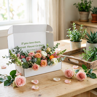 Boîte d'expédition pliable écologique en carton ondulé imprimé avec pelliculage brillant et revêtement UV pour l'emballage de fleurs et de cosmétiques