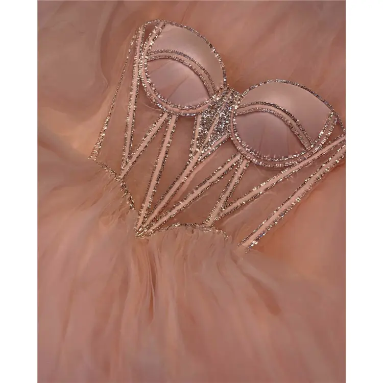 2020 yeni tasarım straplez tül moda resmi parti uzun bayan kadın akşam elbise