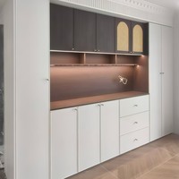 Mueble de Salón Moderno y Sencillo, Diseño Libre, Ecológico, de Madera Contrachapada y MDF, con Cristal de Calidad, Mueble para Vino