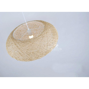 Lustre elliptique en rotin couleur chanvre naturel, diamètre 56 cm, lumière LED, tête simple, pour restaurant, bar, balcon - Product Image 4
