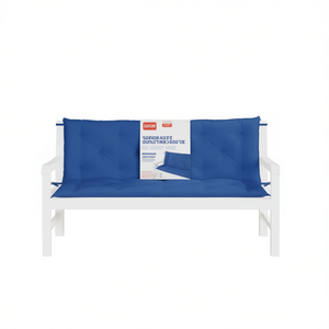 Juego de 2 cojines rectangulares para banco de exterior, de tela Oxford azul, acolchados, extraíbles, lavables, para uso en jardín durante todo el año. - Product Image 1