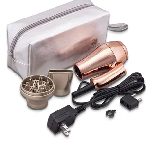 Mini sèche-cheveux professionnel silencieux, 125V, 250V, prise ue USA, double tension, petite taille, portable, 1200W, pour voyage, avec diffuseur