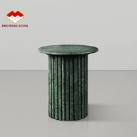 Table basse ronde en marbre vert indien poli, table basse moderne de luxe en pierre naturelle pour la décoration du salon