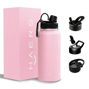 HAERS 18oz 32oz 40oz 64oz Double Wall Vacuum Flask Insulated Stainless Steel Water Bottle With Customer Logo