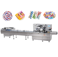 Automatische rotatievoedings-flowpacker pillowverpakkingsmachine snoepverpakkingslijn voor harde en zachte snoepjes, chocolade repen