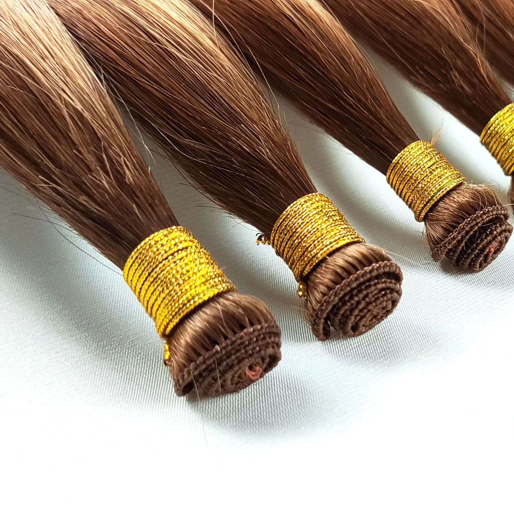 Wholesale Customized Real Hair For Women Raw Virgin Unprocessed Russian Hair Hand Tied Weft