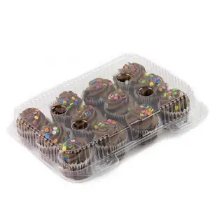 Contenitori/scatola di imballaggio per Cupcake usa e getta a conchiglia con cerniera in plastica trasparente a 12 scomparti