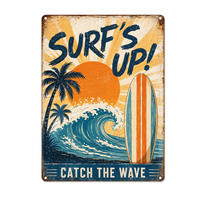 Panneau en métal de haute qualité, motif personnalisé, style moderne, vintage, rétro, plage, surf, pour boutique de surf, hôtel, maison, bar, décoration murale