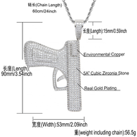 Collier Hip hop plaqué or véritable, collier avec pendentif en laiton et entièrement en zircon, stéréo