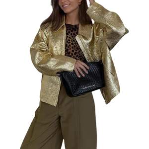 Chaqueta de Cuero Y2K Personalizada para Mujer 2026, Chaqueta de Motociclista de Manga Larga de Color Sólido, Atuendos para Fiestas de Otoño - Product Image 1