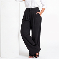 Pantalon de costume large pour femme grande taille, taille haute avec élasticité, double boutonnage, fabrication sur mesure, délai de livraison de 15 jours