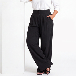<span class=keywords><strong>Pantalones</strong></span> de Traje de Pierna Ancha para Mujer, <span class=keywords><strong>Tallas</strong></span> Grandes, Cintura Alta con Elasticidad, Botones Dobles, Tiempo de Entrega de 15 Días, Fabricación Personalizada - Product Image 3