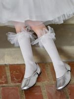 Nouveau design Chaussettes de printemps pour enfants Chaussettes mi-mollet en dentelle pour filles Chaussettes de style princesse pour bébés filles