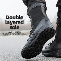 Bottes tactiques noires mi-mollet avec fermeture éclair légères pour homme