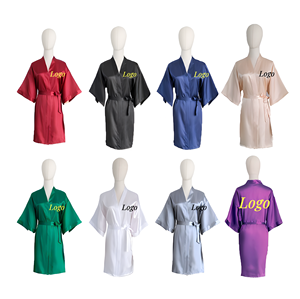Custom Mulheres Luxury Robes Bride Sexy Sleepwear Plain Color Opcional Ice Silk Robe Stain Sleepwear para Lady - Product Image 1