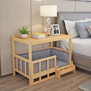 Wooden Dog <b>Bed</b> Bunk Pet <b>Bed</b> Small Dog Teddy Indoor Kennel Rectangle Four Seasons Hand Wash Polyester Fiber Fill - Product Image 1