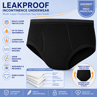 Caleçons Boxers Homme 4 Couches Anti-Fuite 100ML Anti-Odeur avec Coussinet Intégré Tricot Doux Lavable OEM Sous-vêtements Boxers pour Incontinence