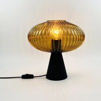Lampe de table en verre gris fumé ambre, lampe de table LED moderne pour hôtel, salon, chambre à coucher