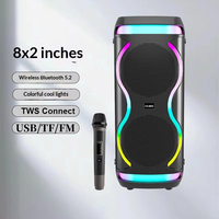 Enceinte sans fil haute puissance avec éclairage LED RGB, prise en charge USB et TF, TWS, puissance de sortie 12Wx2, portable pour événements de grande envergure et karaoké