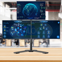 Support triple moniteur Sim Racing pour écrans de 15 à 27 pouces, 10 kg, VESA 100x100, 360° °   Rotation -80 ° ~+90 °   Base de bureau inclinable, 811 mm