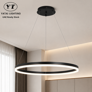 Modern Ring Pendant <b>Light</b> Metal Led Tricolor Dimmable Remote For <b>Dining</b> Room Living Room Bedroom Indoor Home Decor - Product Image 1