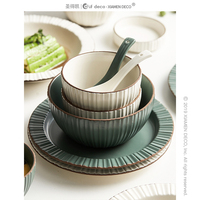 Service de vaisselle de style nordique, ensemble d'assiettes, vaisselle en porcelaine, céramique, vaisselle de table