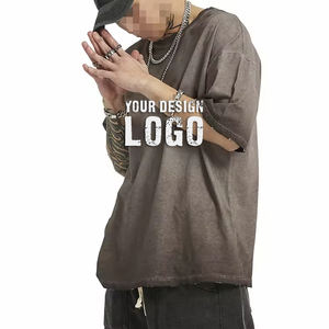 Camiseta de Verano para Hombre, Estilo Casual, Hombros Caídos, Media Manga, al por Mayor, OEM, Lavada, Color Degradado Vintage, Holgada - Product Image 3