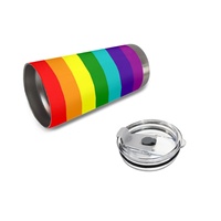 Gobelet isotherme en acier inoxydable de 20 oz, motif arc-en-ciel personnalisé (design à sept bandes), pour les trajets quotidiens en voiture, les pique-niques décontractés en plein air