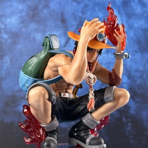 Figura de Acción de One Piece, Portgas D. Ace, Efecto de Fuego, Cabeza Doble Intercambiable, Manos Intercambiables, Postura en Cuclillas, Modelo de Estatua de <span class=keywords><strong>Anime</strong></span>, Adorno - Product Image 6