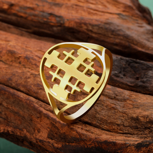 Myshape Bague Croix de Jérusalem Croisé Chevalier Templier Bague Cadeau Chrétien Bijoux Religieux en Acier Inoxydable - Product Image 4