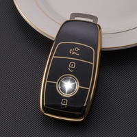 Étui de protection pour clé de voiture en TPU avec bord doré, en gros, pour accessoires intérieurs de voiture de classe C/E/S