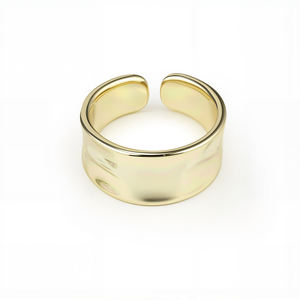 Anello da Donna in Ottone Placcato Oro 14K con Curva Convessa, Gioiello Classico per Feste e Anniversari con <span class=keywords><strong>Personalit</strong></span>à - Product Image 2