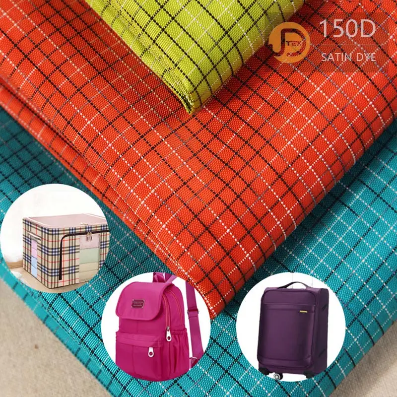 150D Digital Check Plain Weave Waterproof Tent Fabric Satin Dye Oxford