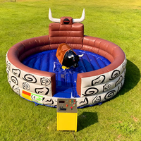 Taureau mécanique gonflable pour adultes, machine de rodéo pour parc d'attractions extérieur, jeu de carnaval avec tapis de sécurité gonflable