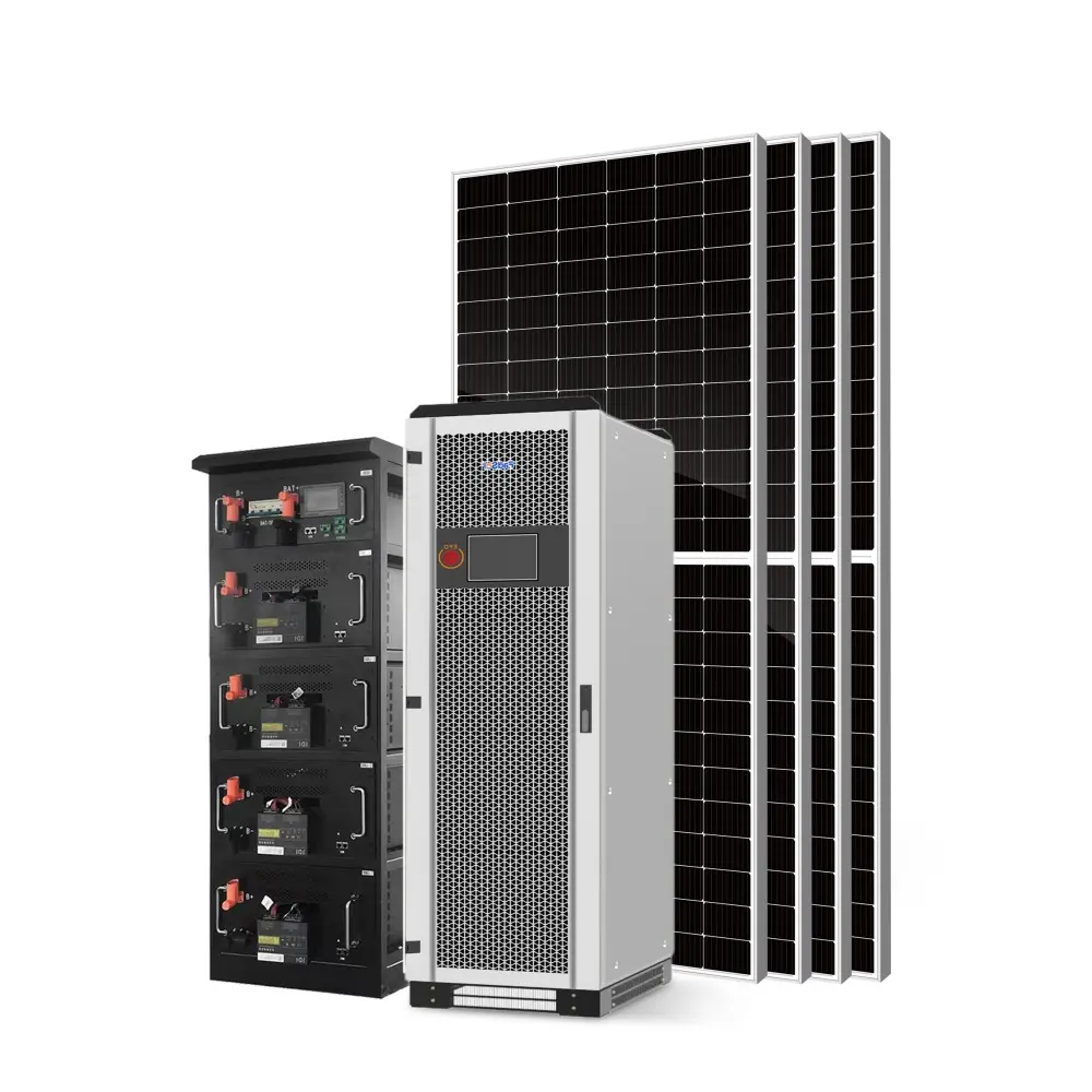 ระบบพลังงานแสงอาทิตย์ ระบบพลังงานแสงอาทิตย์ 50kw ที่สมบูรณ์ ระบบพลังงานแสงอาทิตย์ 30kw พร้อมแบตเตอรี่ Lifepo4 แรงดันสูงสําหรับใช้ในอุตสาหกรรม