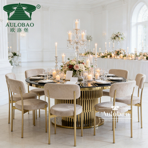 Hotel Furniture Glass Gold Stainless Steel Wedding <b>Round</b> <b>Table</b> for Wedding - Product Image 2