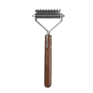 In legno massello pettine per cani biadesivo in noce e pettine per diradamento per gatti in acciaio inossidabile spazzole per la toelettatura di animali domestici in stile piccolo - Product Image 1