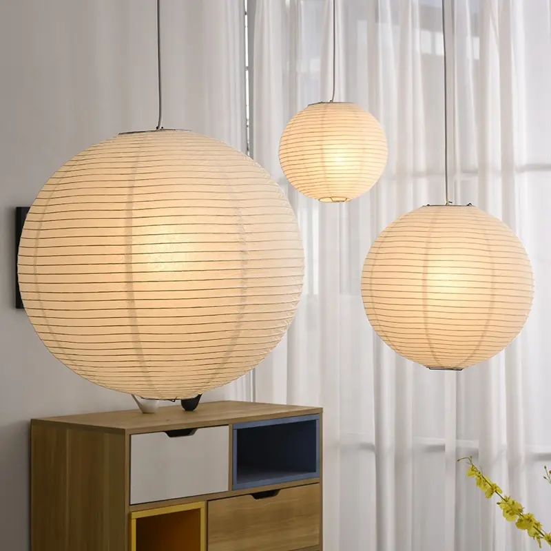 Modern decorative paper ball hanging light indoor diameter 30cm special hotel rattan dining pendant light lamp