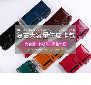 Cartera Larga de Cuero Andong para Mujer, Monedero de Cuero Vacuno Genuino con Bloqueo RFID, Bolsos de Mano para Teléfono, Tarjeteros de Moda Italiana - Product Image 3