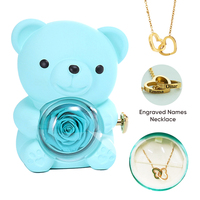 Boîte à bijoux rotative en forme d'ours rouge classique pour dropshipping, collier personnalisé gravé en forme de cœur - Cadeau de Noël et de la Saint-Valentin