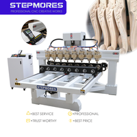 Machine de fraisage CNC pour bois 4 axes 8 broches, contrôle DSP, cœur PLC, 3,2 kW, haute rigidité pour la sculpture et la gravure 3D sur bois/acrylique/MDF