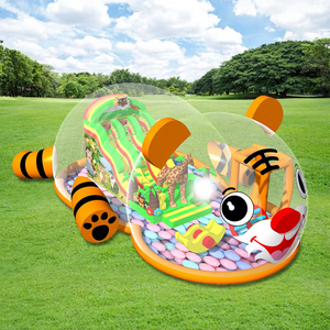 Parque de Juegos Inflable con Temática de Dibujos Animados, Carpa de Burbujas Transparente con Forma de Cerdo, con Pelotas de Océano, Parque Inflable de Burbujas - Product Image 1