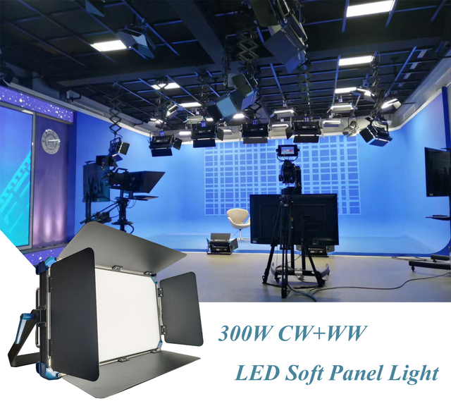 300W Bi-color DMX control LED surface soft panel light high CRI with RDM for broadcast TV studios
