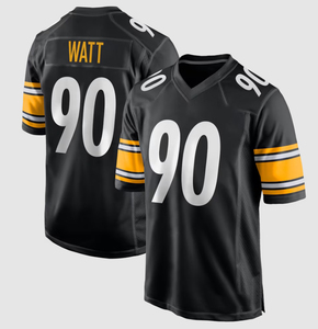 Maillot de football noir en promotion # 90 Watts # 4 Metcalf # 6 reines # Maillot de football américain pour homme 8 Rodgers, Pittsburgh - Product Image 1